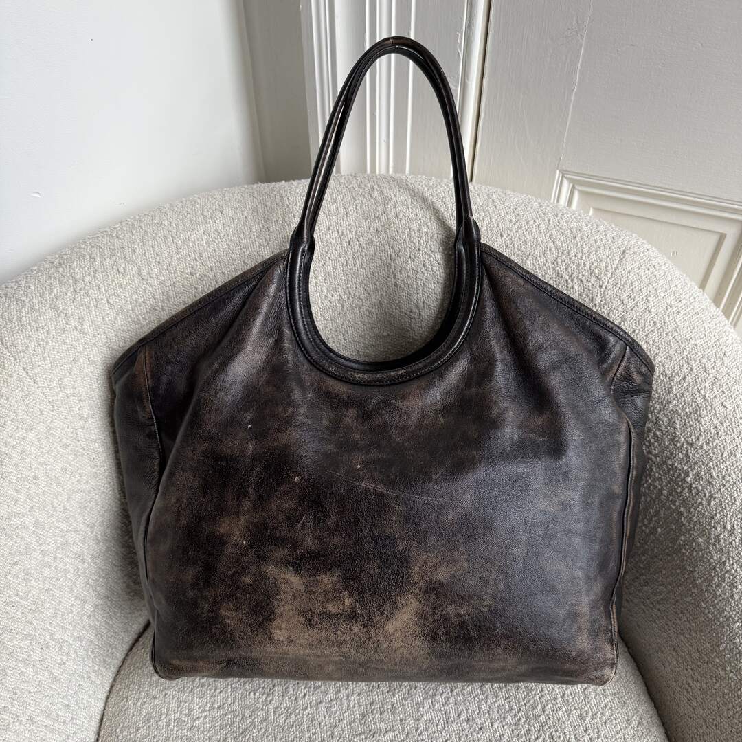 Miu Miu Ivy Coffee Leather Tote Bag