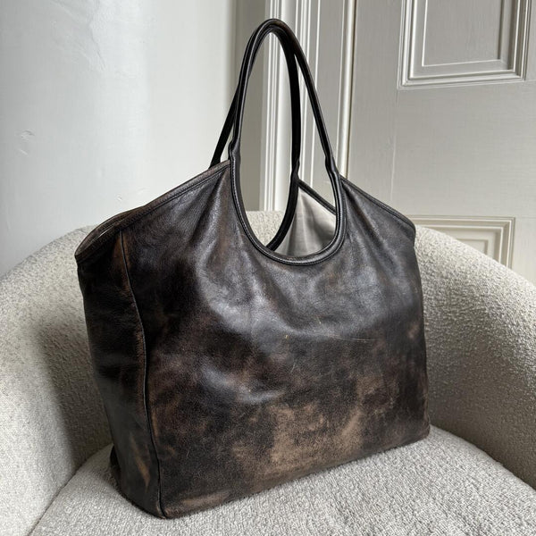 Miu Miu Ivy Coffee Leather Tote Bag