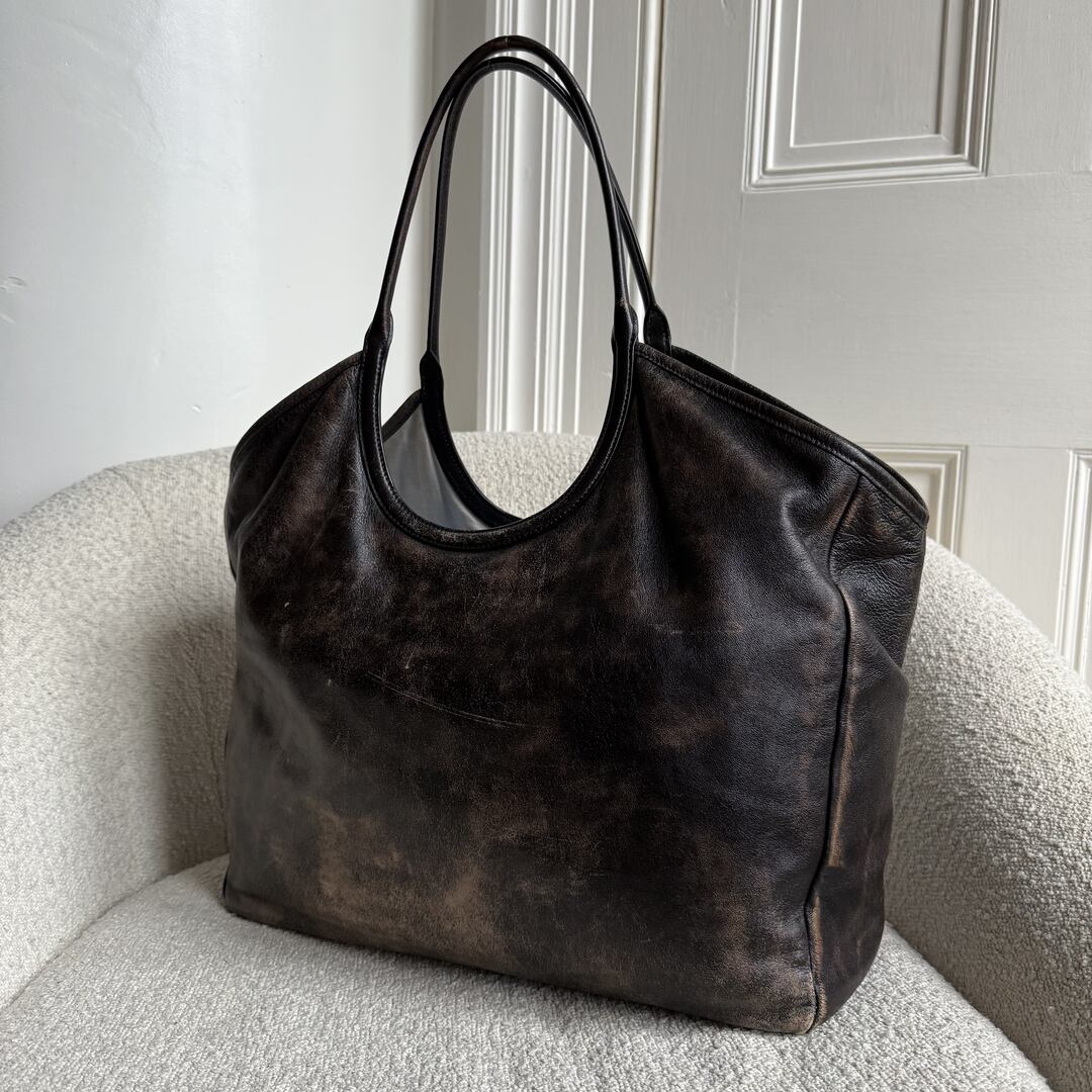 Miu Miu Ivy Coffee Leather Tote Bag