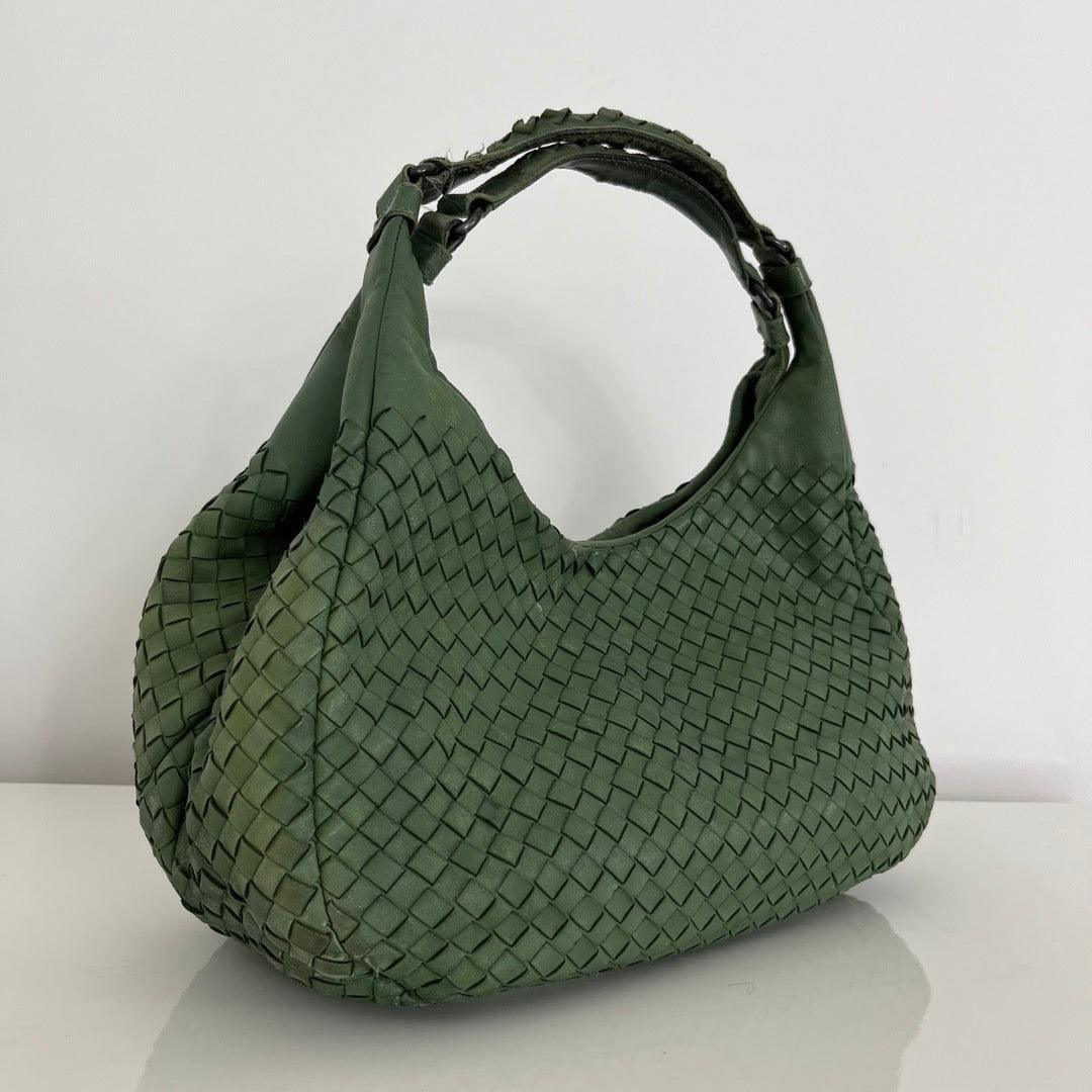 Bottega Veneta Intrecciato Green Shoulder Bag