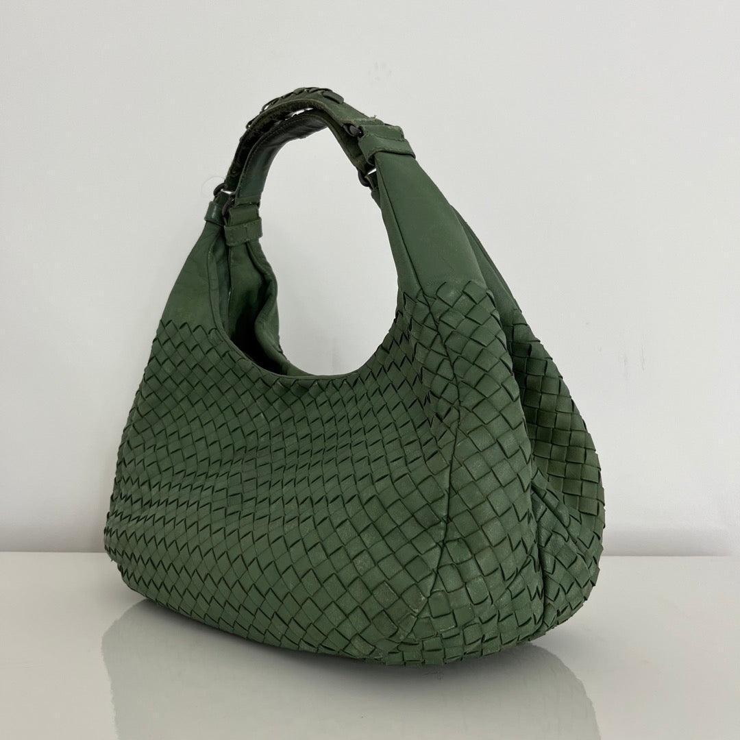 Bottega Veneta Intrecciato Green Shoulder Bag