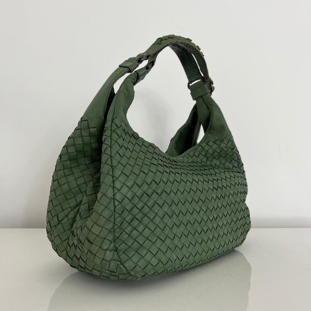 Bottega Veneta Intrecciato Green Shoulder Bag