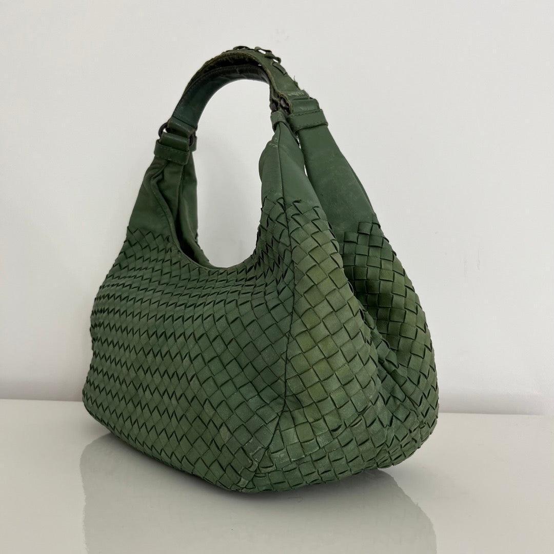 Bottega Veneta Intrecciato Green Shoulder Bag