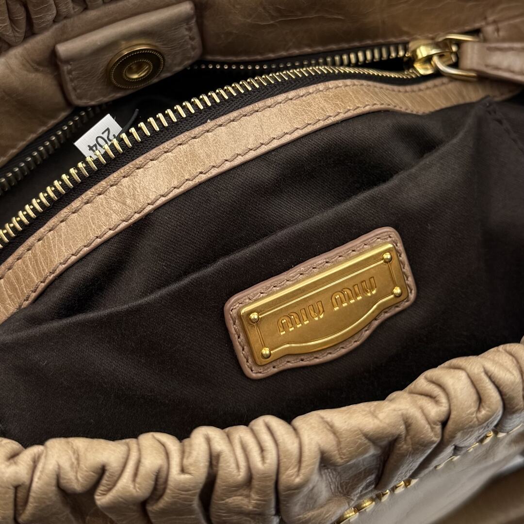 Miu Miu Vitello Beige Leather Handbag