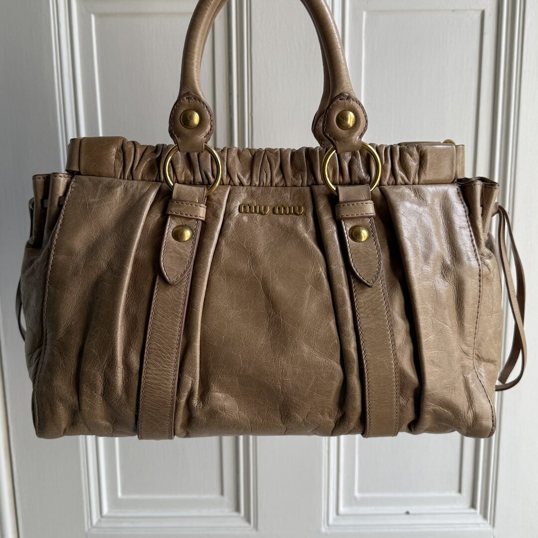 Miu Miu Vitello Beige Leather Handbag