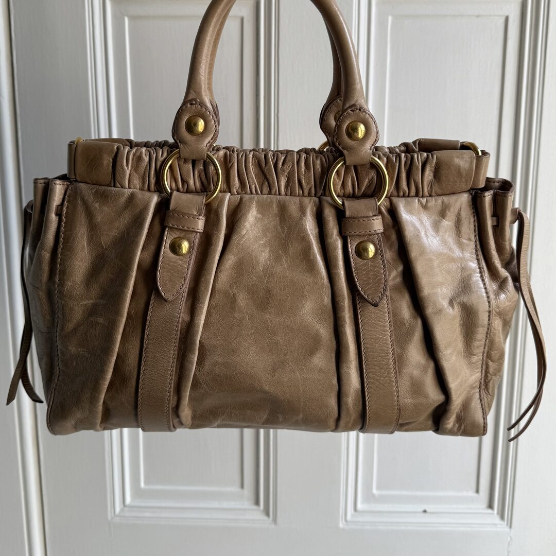 Miu Miu Vitello Beige Leather Handbag