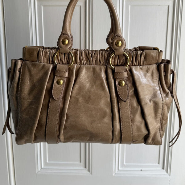 Miu Miu Vitello Beige Leather Handbag