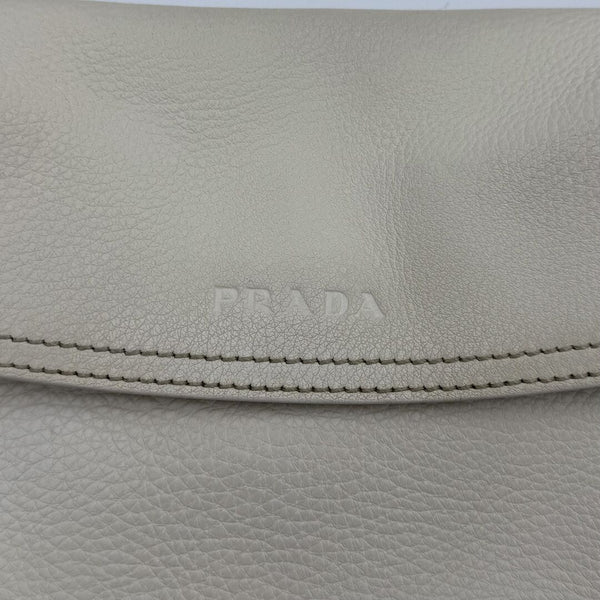 2003 Prada Hobo VItello Daino Leather White Shoulder Bag
