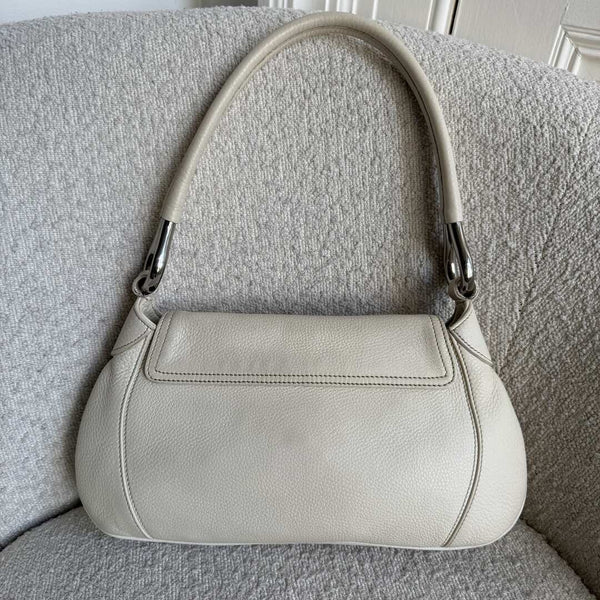 2003 Prada Hobo VItello Daino Leather White Shoulder Bag