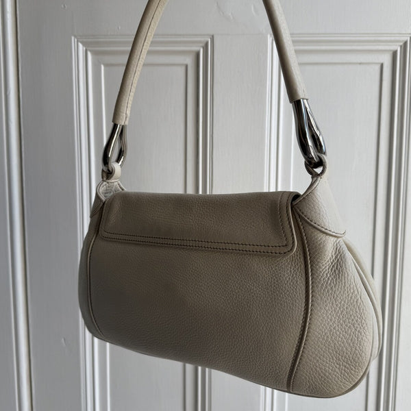 2003 Prada Hobo VItello Daino Leather White Shoulder Bag