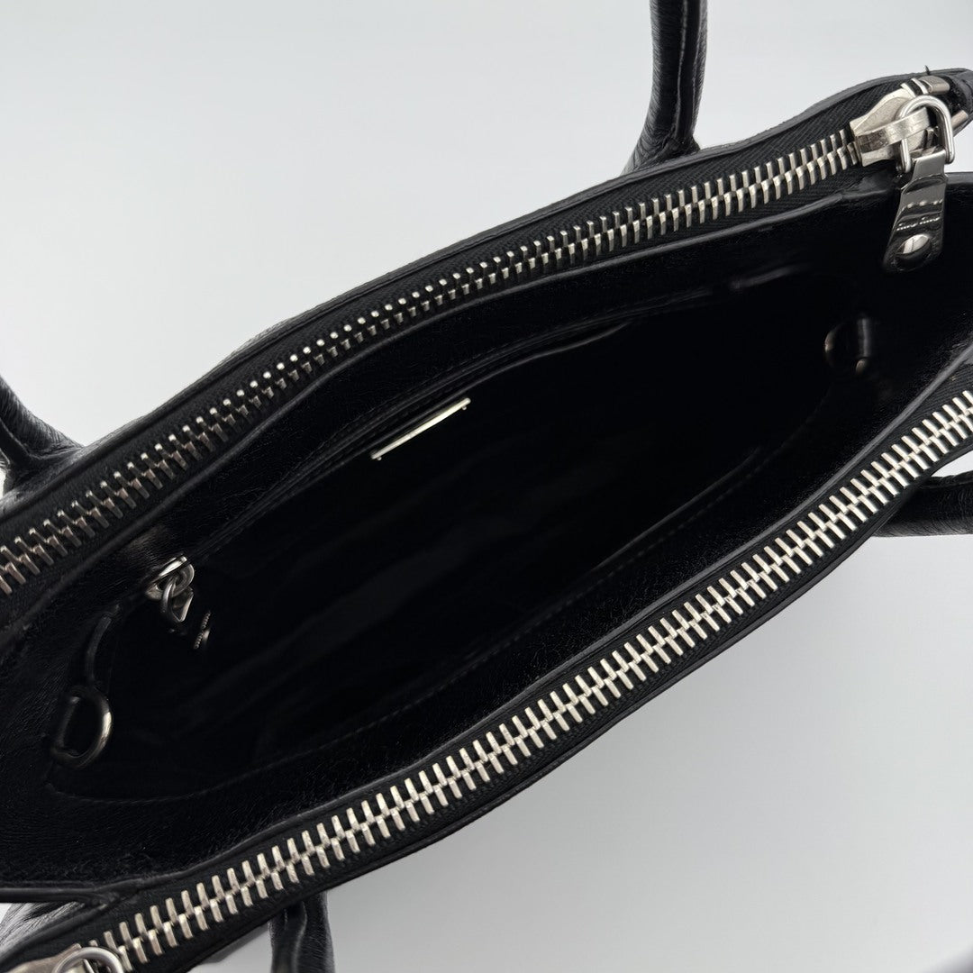 Miu Miu Vitello Shine Black Leather Handbag