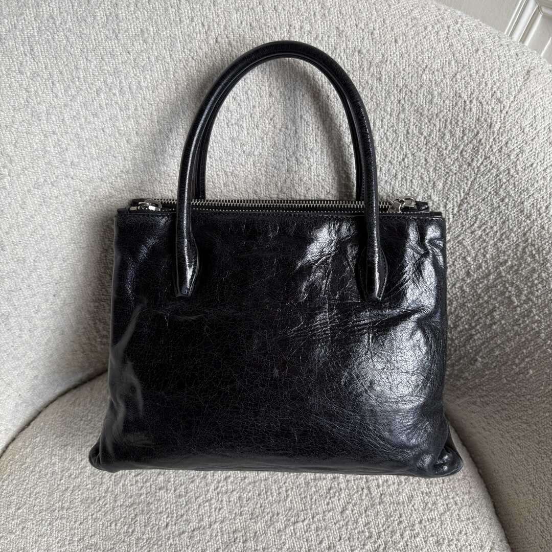 Miu Miu Vitello Shine Black Leather Handbag