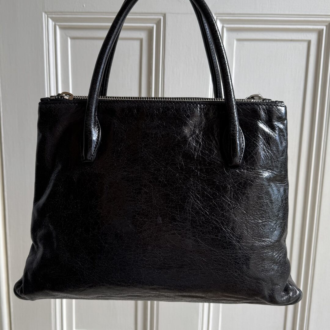 Miu Miu Vitello Shine Black Leather Handbag