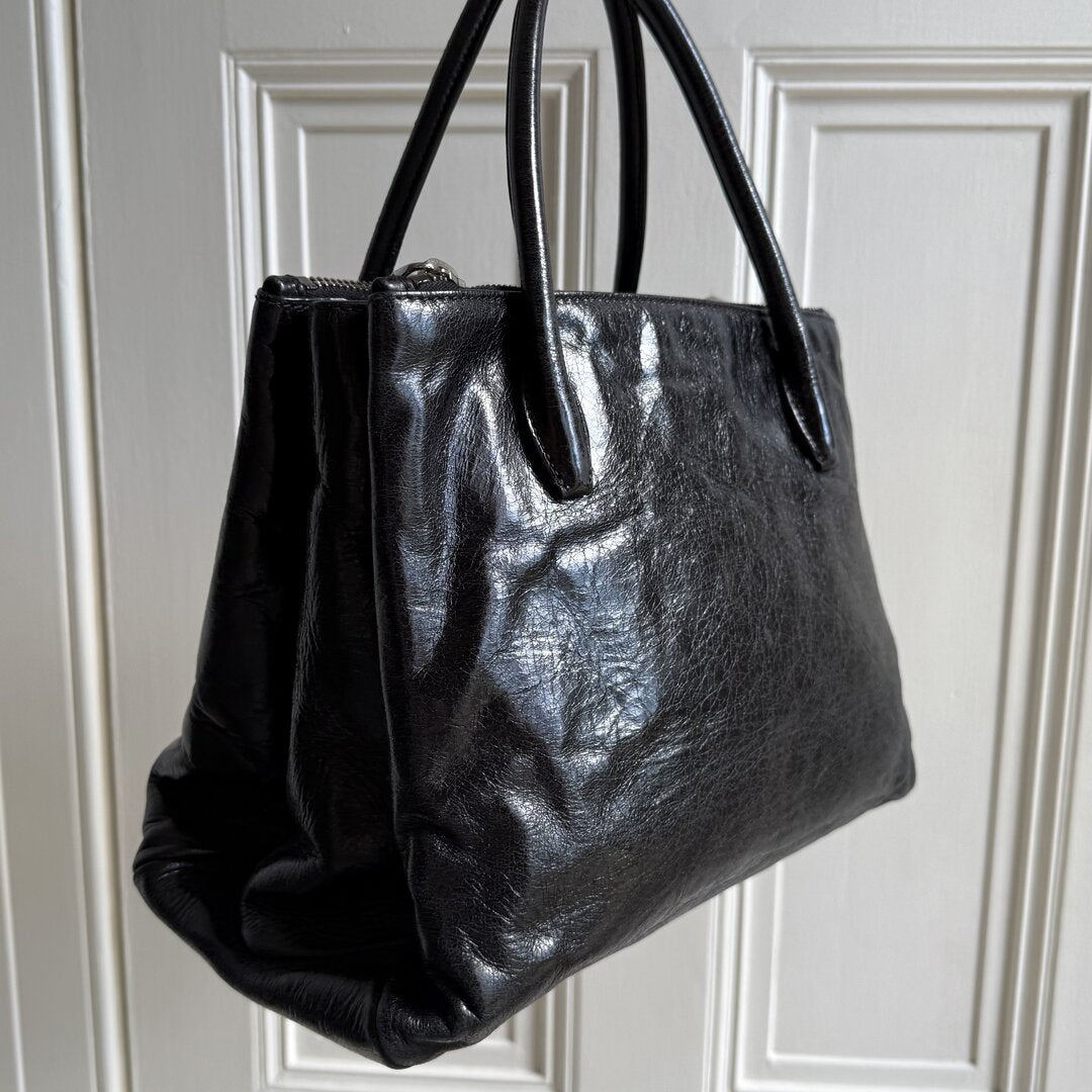 Miu Miu Vitello Shine Black Leather Handbag