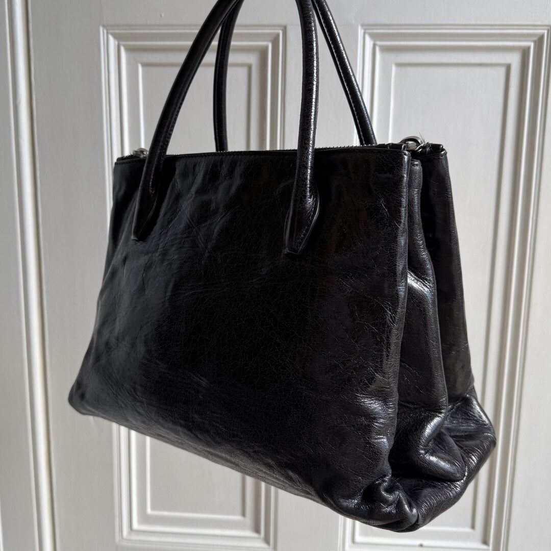 Miu Miu Vitello Shine Black Leather Handbag