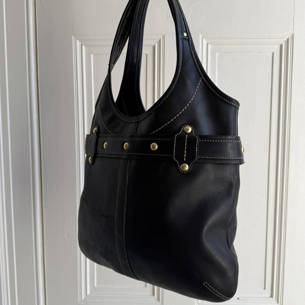 Coach Buckle Leather Black Tote Bag