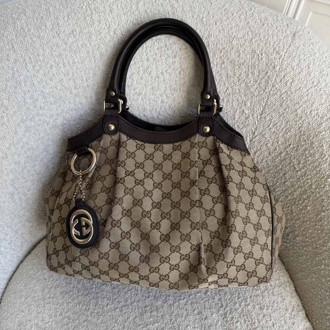Gucci Monogram Sukey Brown Tote Bag