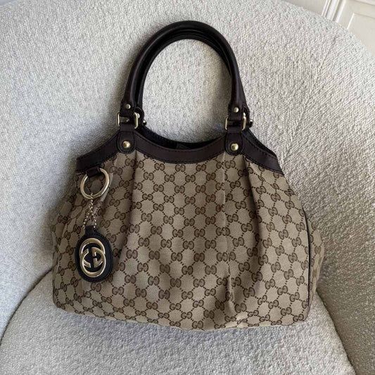 Gucci Monogram Sukey Brown Tote Bag
