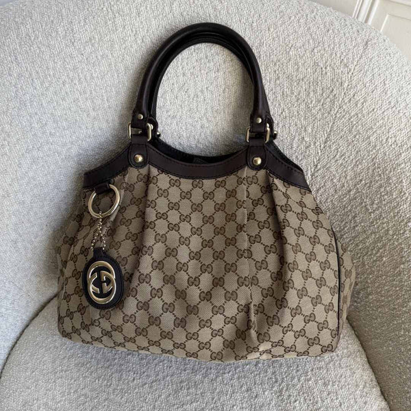 Gucci Monogram Sukey Brown Tote Bag