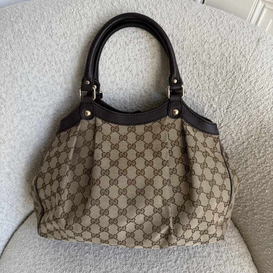 Gucci Monogram Sukey Brown Tote Bag