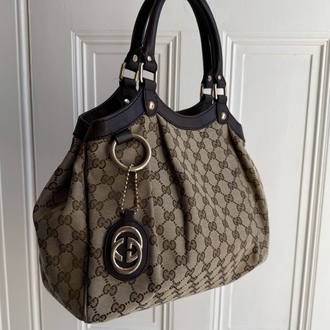 Gucci Monogram Sukey Brown Tote Bag