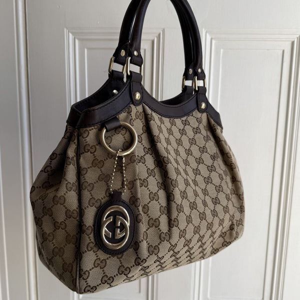 Gucci Monogram Sukey Brown Tote Bag
