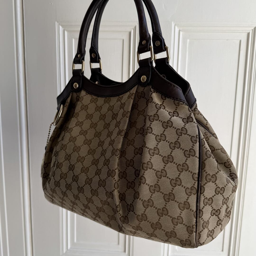 Gucci Monogram Sukey Brown Tote Bag