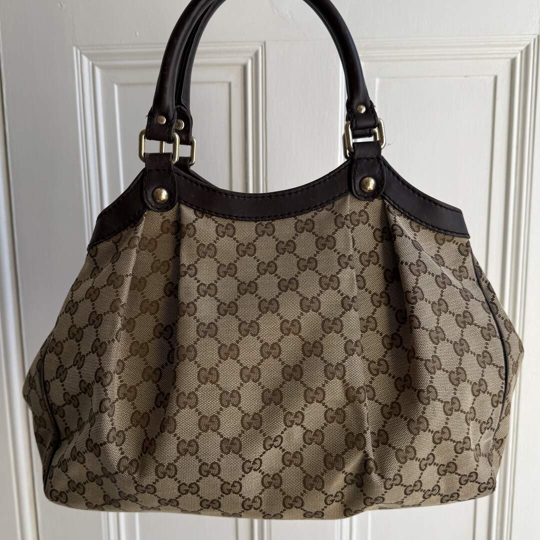 Gucci Monogram Sukey Brown Tote Bag