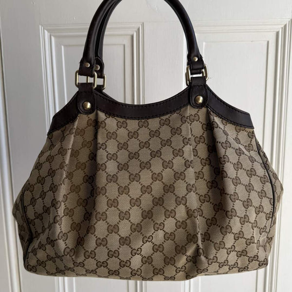 Gucci Monogram Sukey Brown Tote Bag