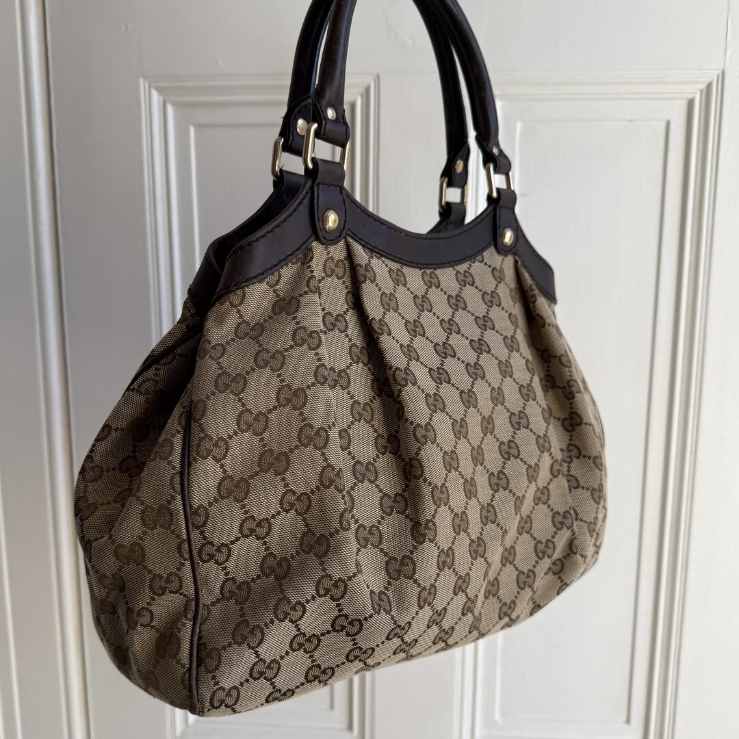Gucci Monogram Sukey Brown Tote Bag