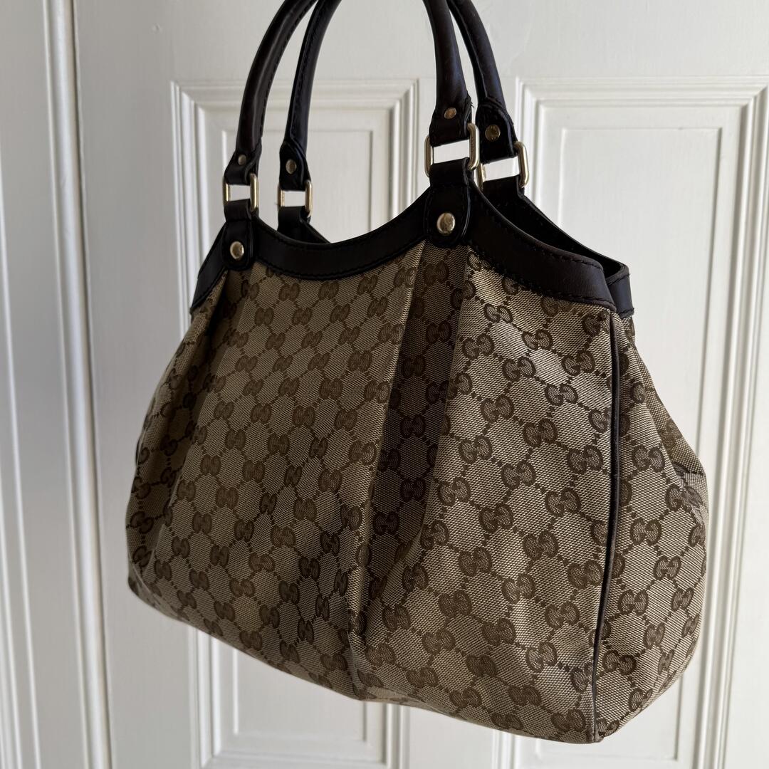 Gucci Monogram Sukey Brown Tote Bag