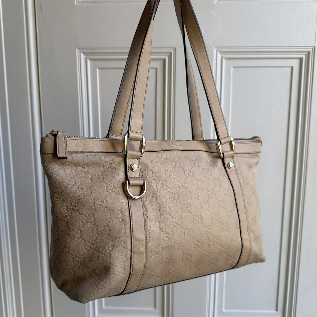 Gucci Guccissima Abbey Peach Pink Leather Shoulder Bag