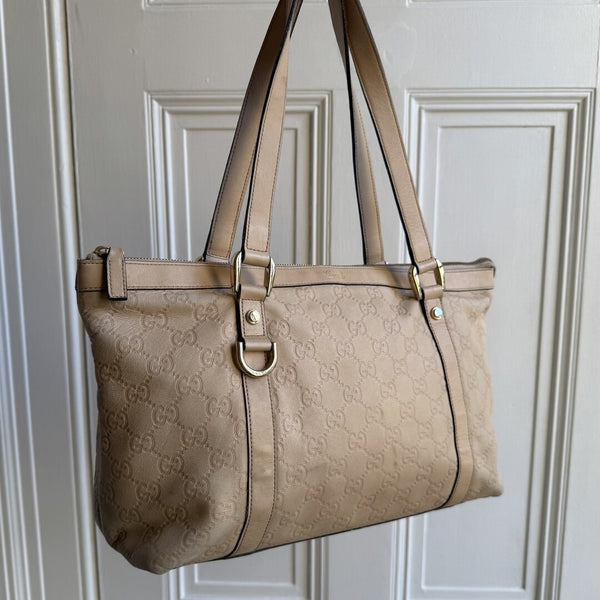 Gucci Guccissima Abbey Peach Pink Leather Shoulder Bag