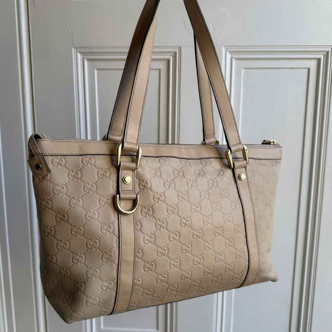 Gucci Guccissima Abbey Peach Pink Leather Shoulder Bag