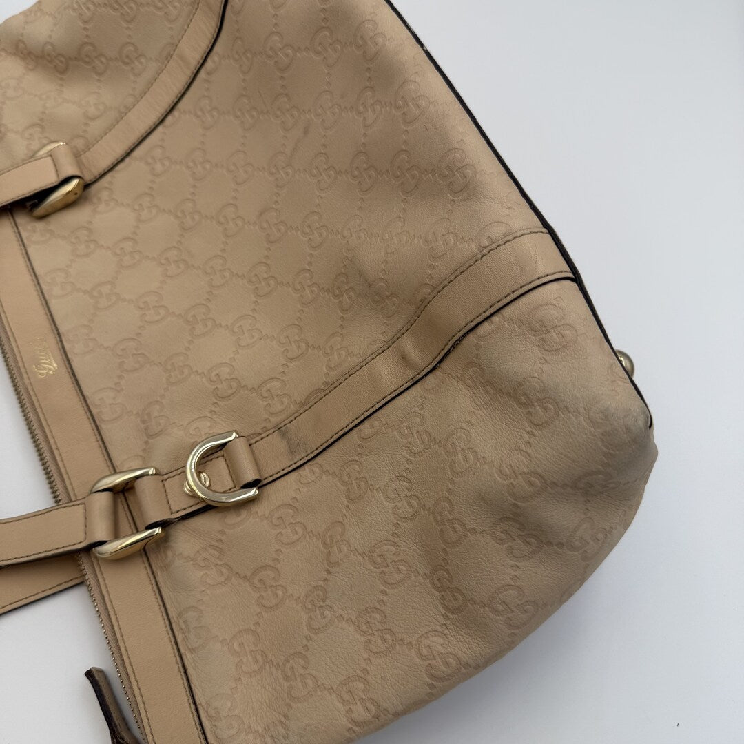 Gucci Guccissima Abbey Peach Pink Leather Shoulder Bag