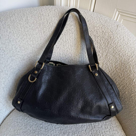 Gucci Guccissima Abbey Leather Black Tote Bag