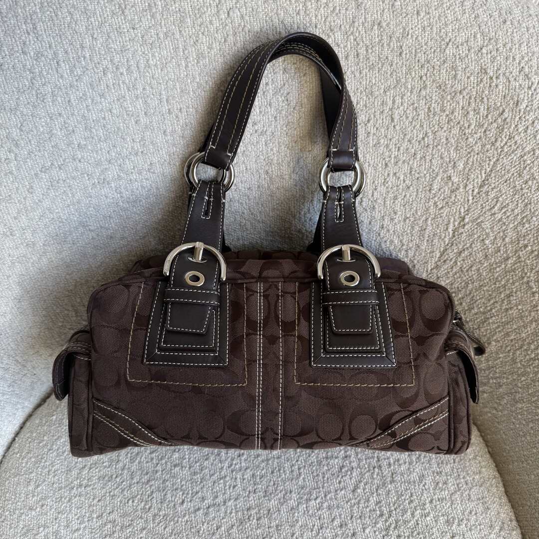 Coach Signature Boston Brown Shoulder Bag