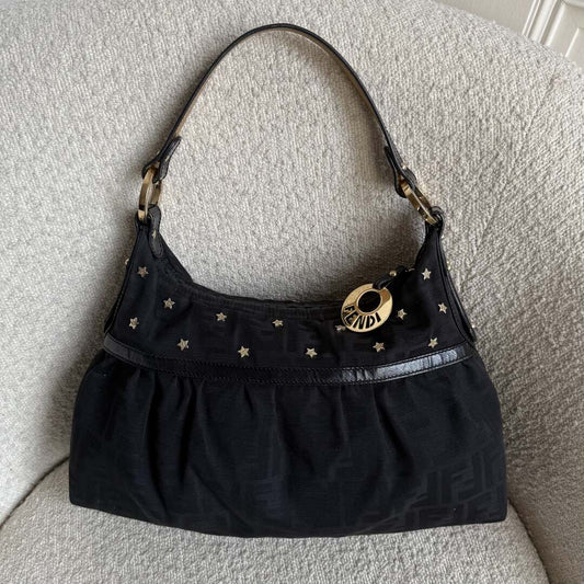 Fendi Zucca Chef Star Black Shoulder Bag