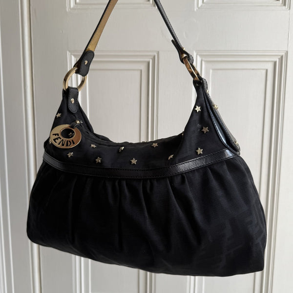 Fendi Zucca Chef Star Black Shoulder Bag