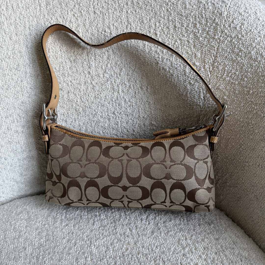 Coach Signature Tan Baguette Shoulder Bag