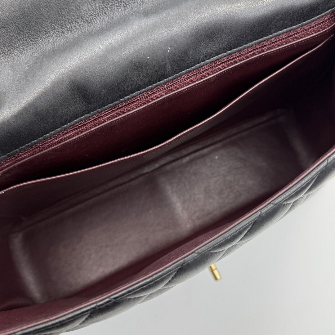 2010 Chanel CC Jumbo Classic Quilted Single Flap Black Shoulder Bag