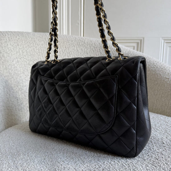 2010 Chanel CC Jumbo Classic Quilted Single Flap Black Shoulder Bag