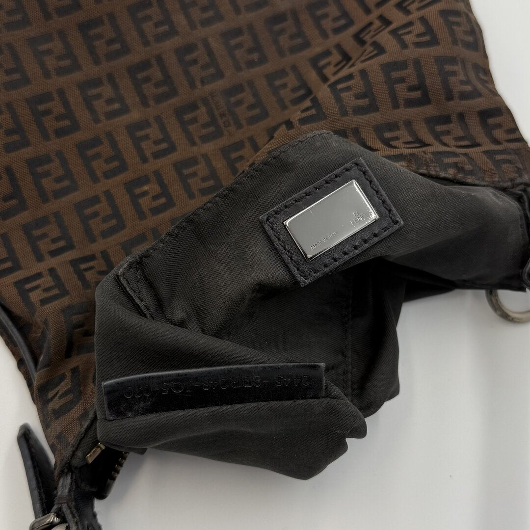 Fendi Zucchino Canvas Oyster Brown Shoulder Bag