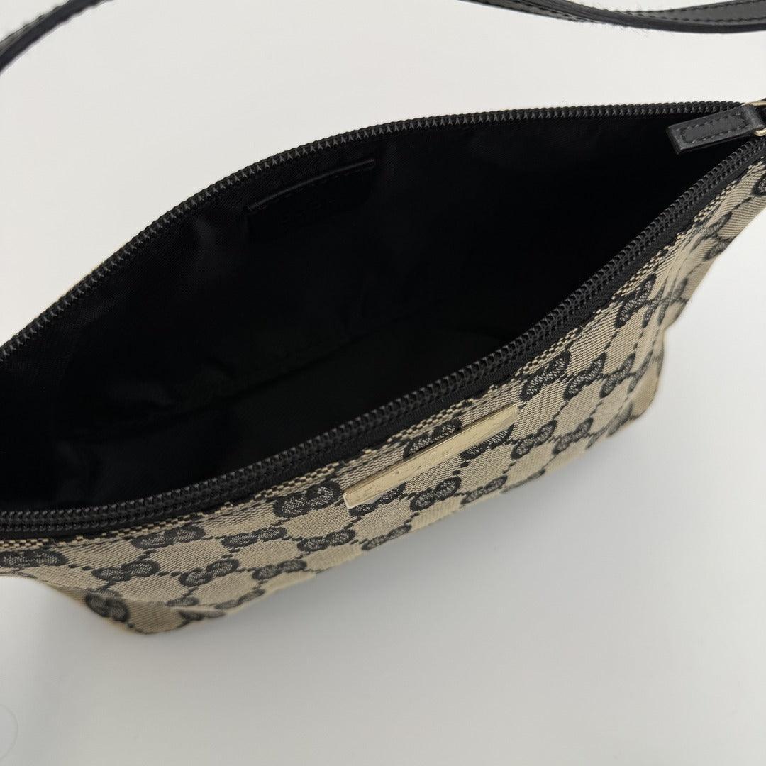 Gucci GG Monogram Black Boat Pochette Handbag