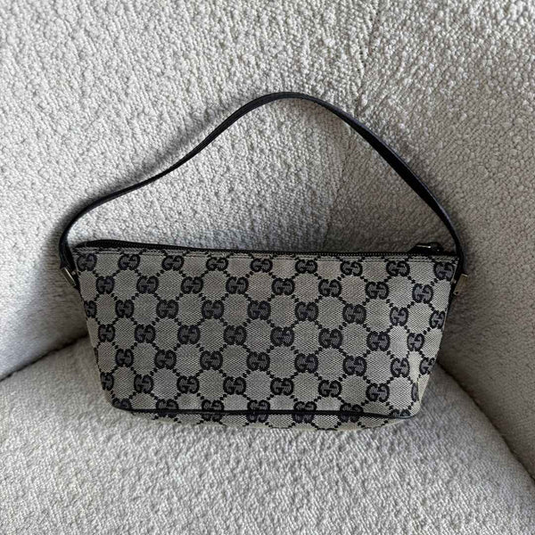 Gucci GG Monogram Black Boat Pochette Handbag