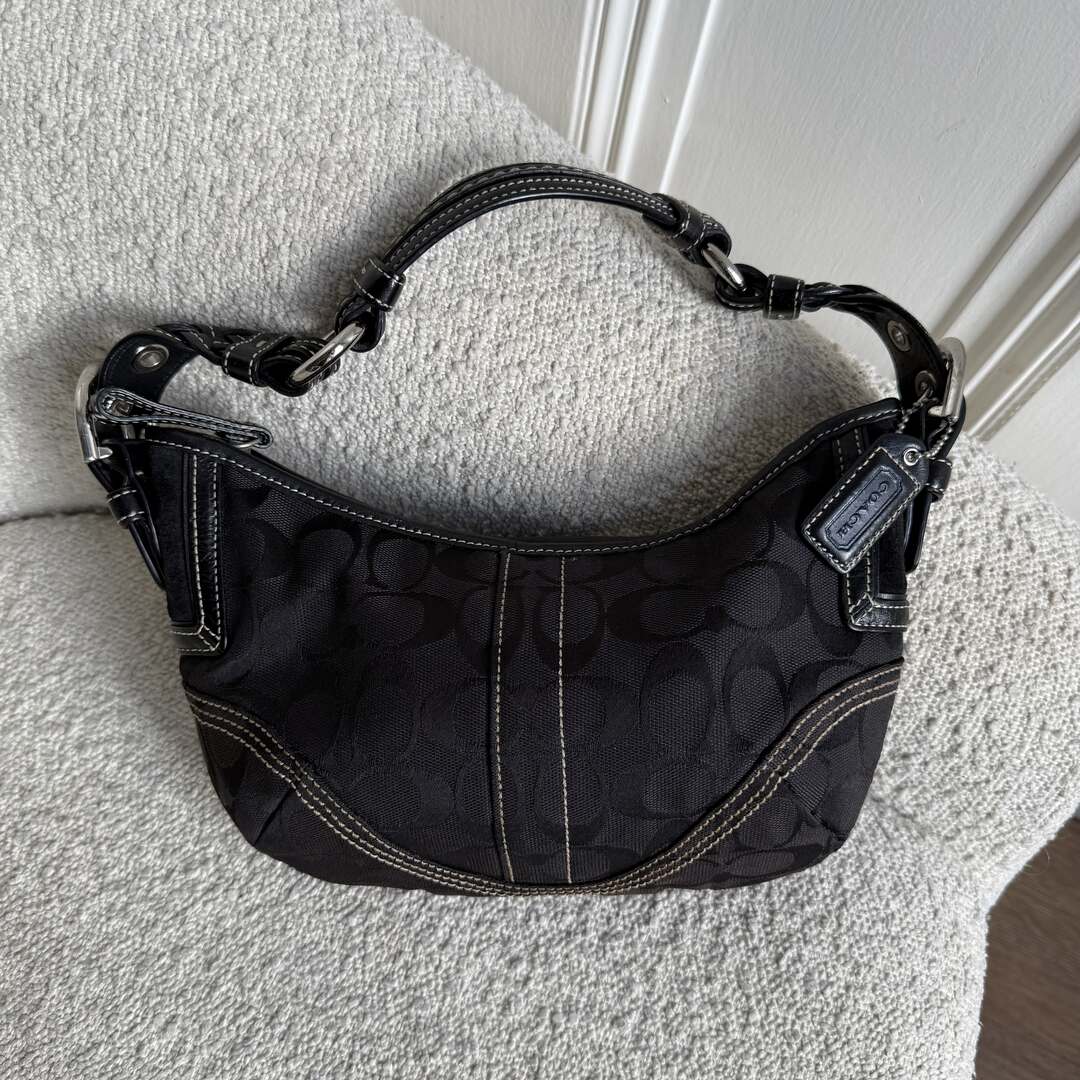 Coach Signature Black Croissant Shoulder Bag