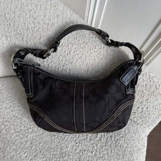 Coach Signature Black Croissant Shoulder Bag