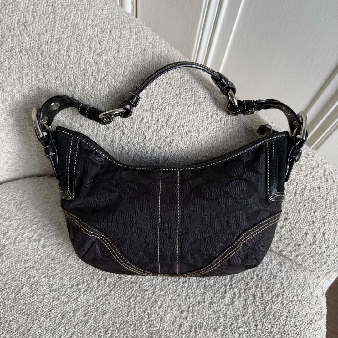 Coach Signature Black Croissant Shoulder Bag