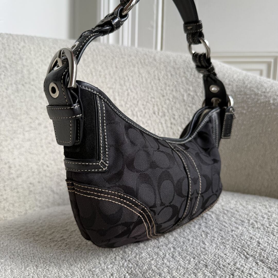 Coach Signature Black Croissant Shoulder Bag