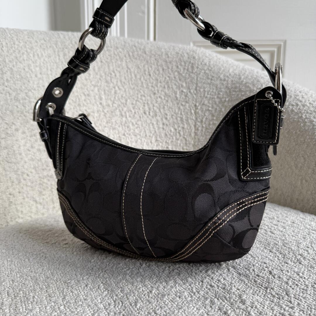 Coach Signature Black Croissant Shoulder Bag